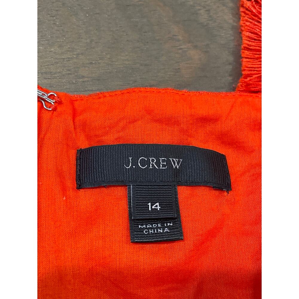 J.Crew 100% Linen Fringe Detail Top Orange Size 14 - Picture 2 of 8